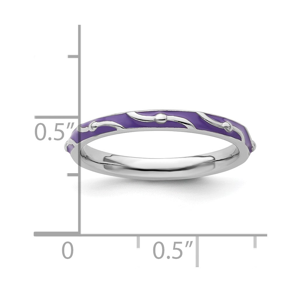 Stackable Expressions Purple Enamel Ring in Sterling Silver