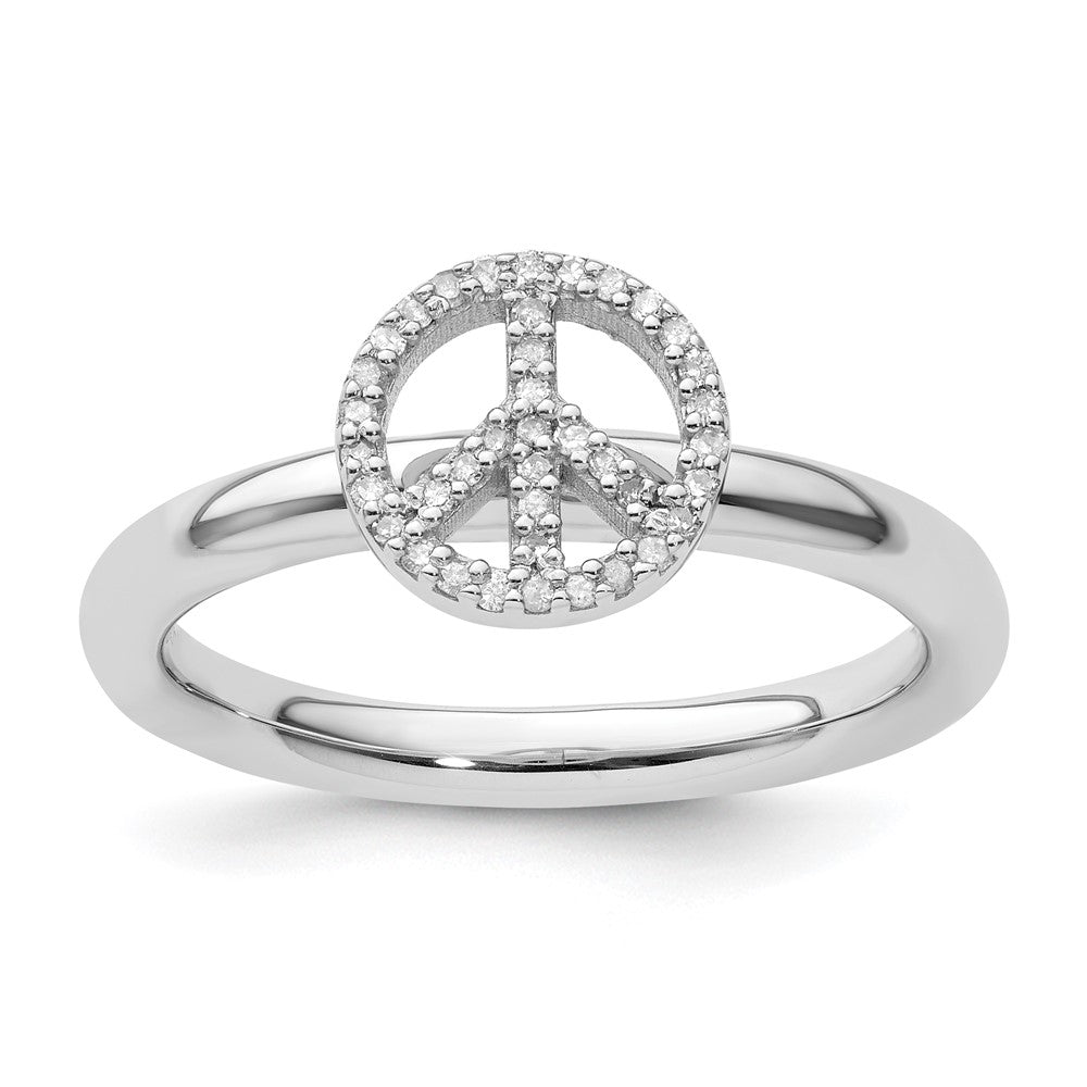 Stackable Expressions Peace Symbol Diamond Ring in Sterling Silver i..