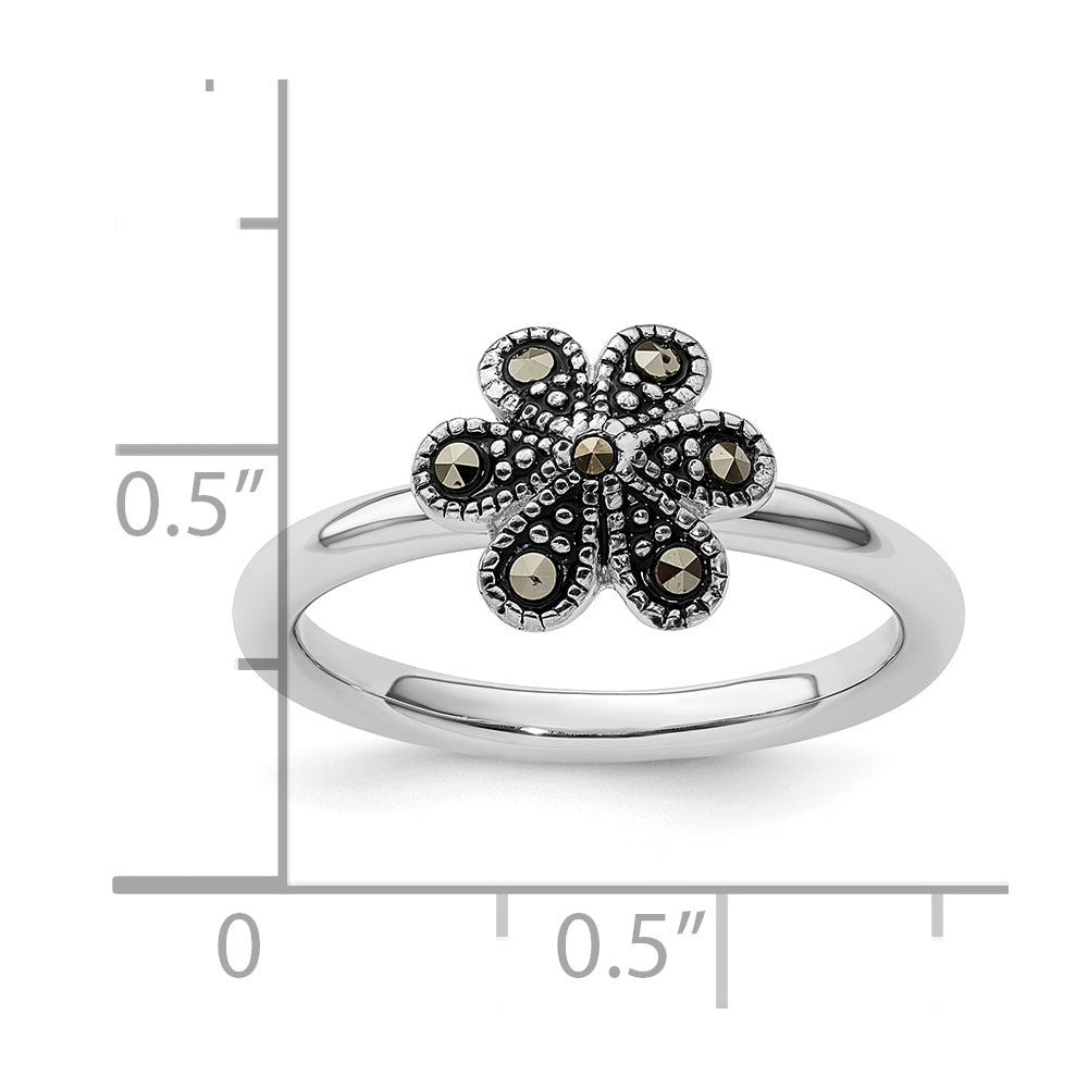 Stackable Expressions Marcasite Scalloped Ring in Sterling Silver