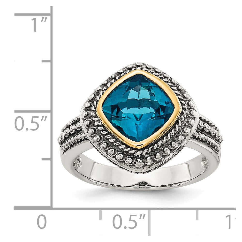 Shey Couture Sterling Silver with 14k Accent Antiqued London Blue Topaz Ring