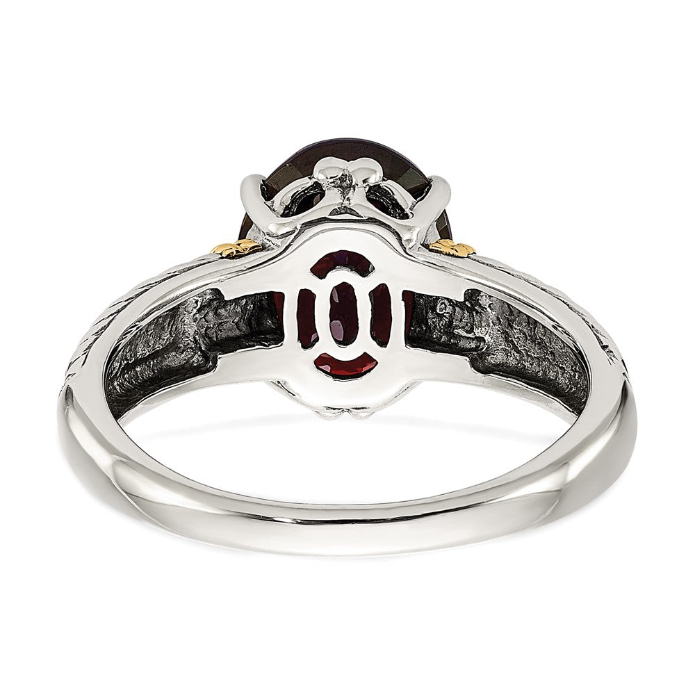 Shey Couture Sterling Silver with 14k Accent Antiqued Oval Garnet Ring