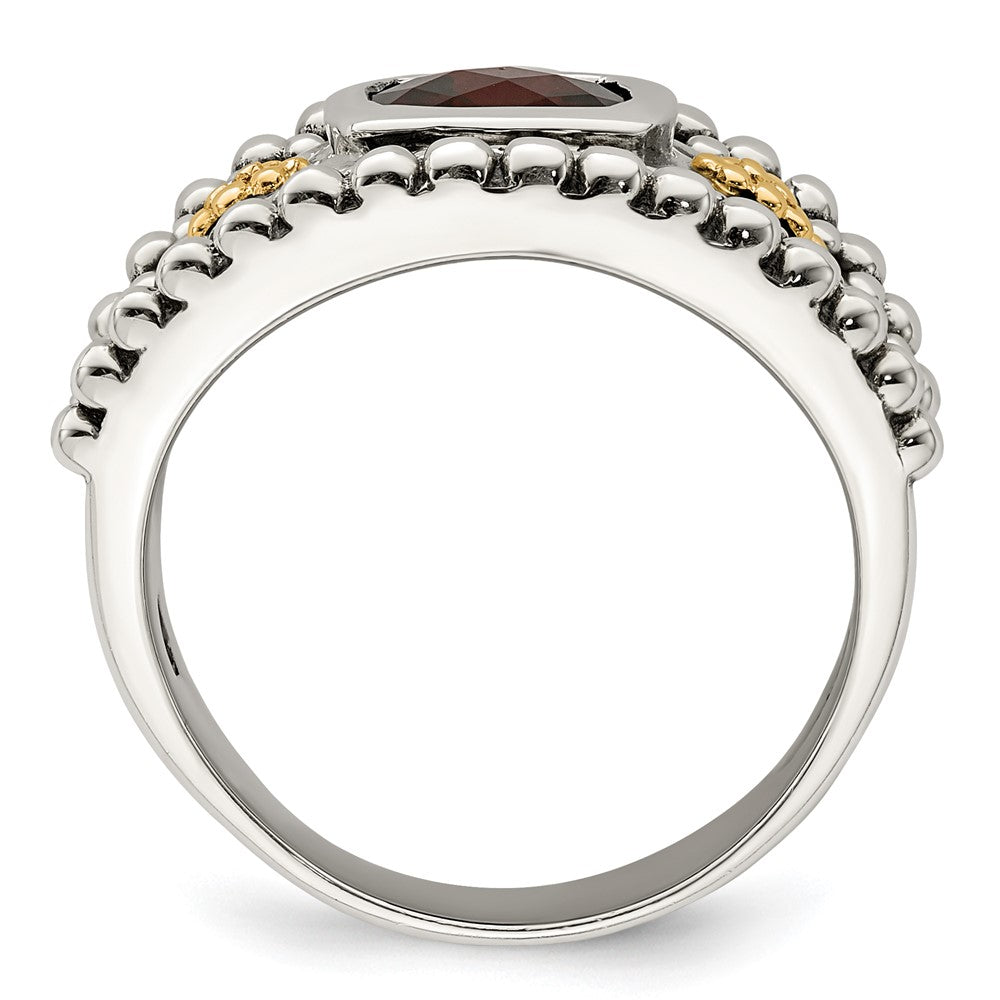 Shey Couture Sterling Silver with 14k Accent Antiqued Cushion Bezel Garnet Ring