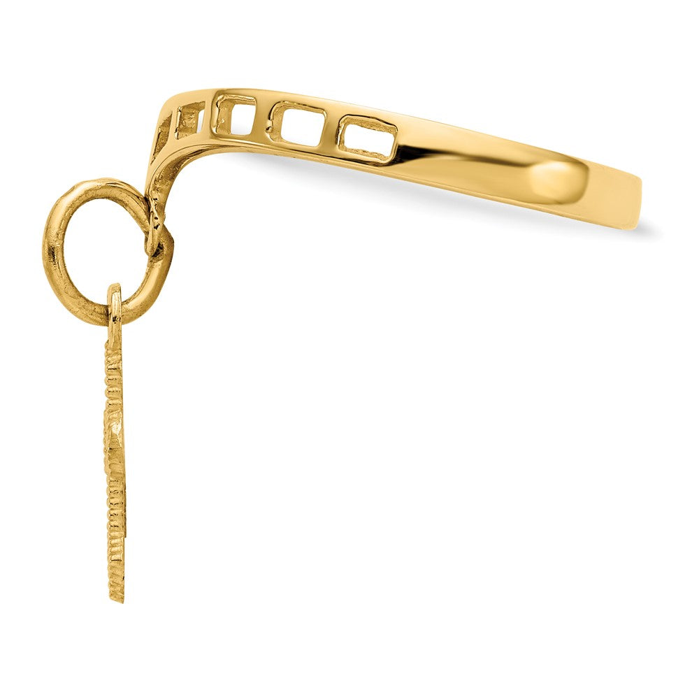 Polished Cross Dangle Charm Ring in 14k Yellow Gold