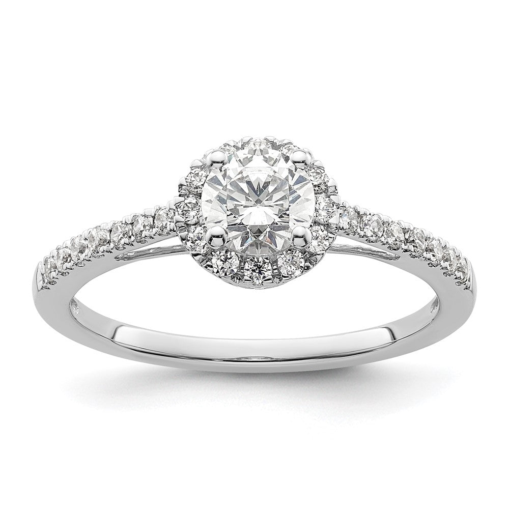 Eternal Promise Lab Grown VS/SI FGH Diamond Halo Complete Ring in 14k White Gold