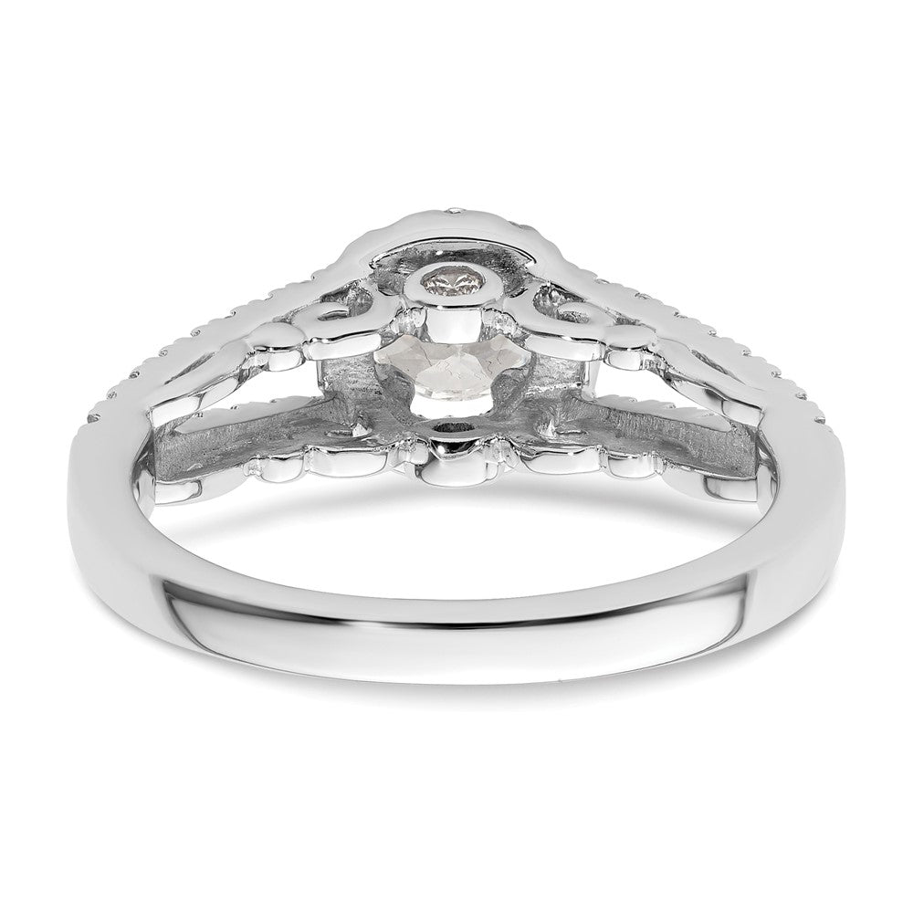 Eternal Promise Lab Grown VS/SI FGH Diamond Halo Complete Ring in 14k White Gold