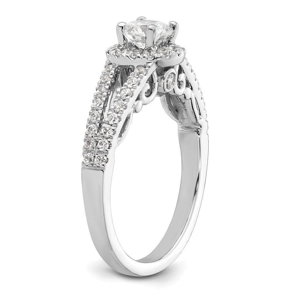 Eternal Promise Lab Grown VS/SI FGH Diamond Halo Complete Ring in 14k White Gold