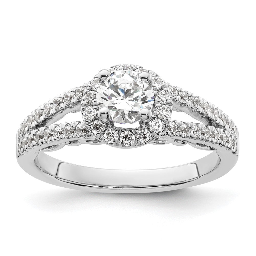 Eternal Promise Lab Grown VS/SI FGH Diamond Halo Complete Ring in 14k White Gold