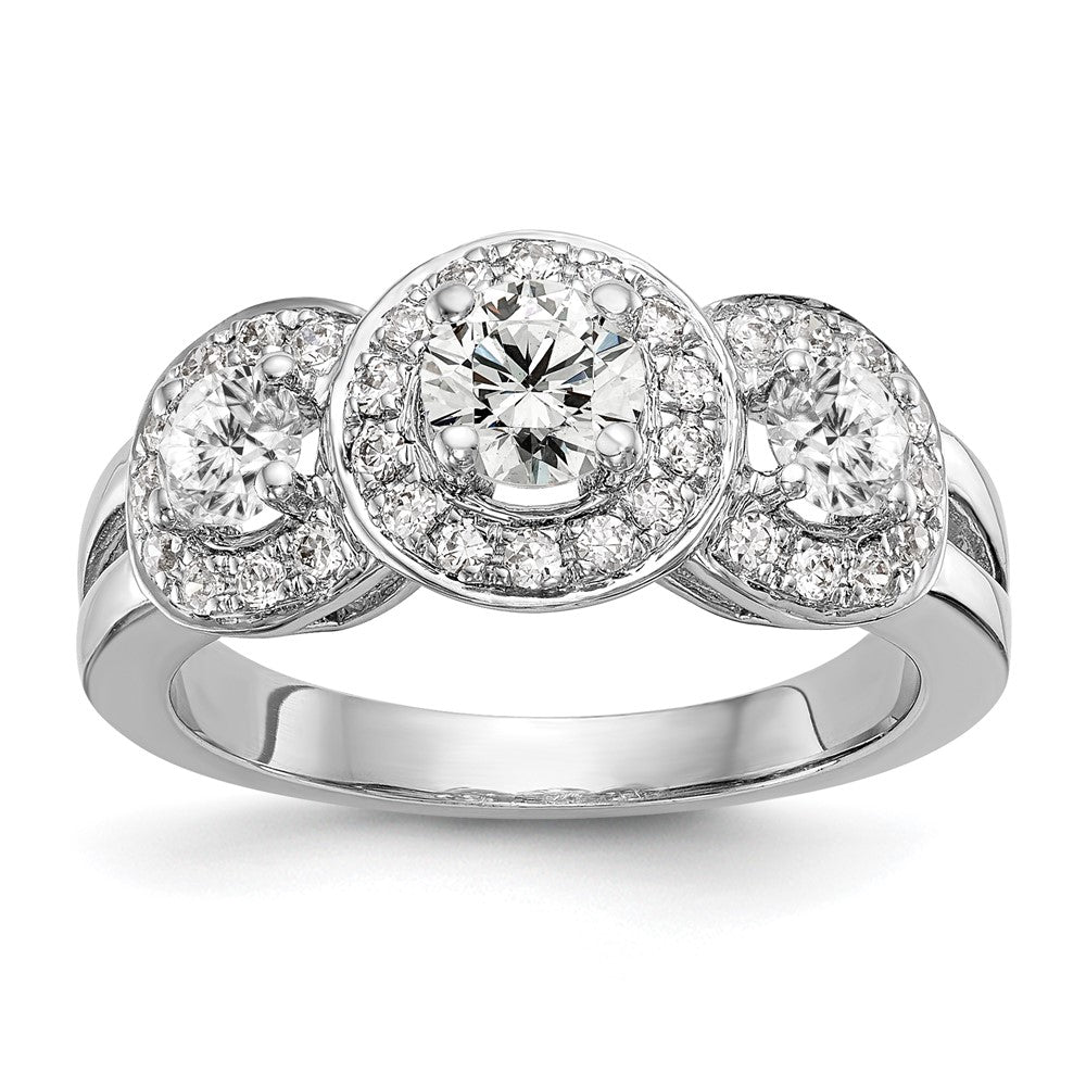 Lab Grown Diamond VS/SI FGH 3-Stone Complete Eng Ring in 14k White Gold