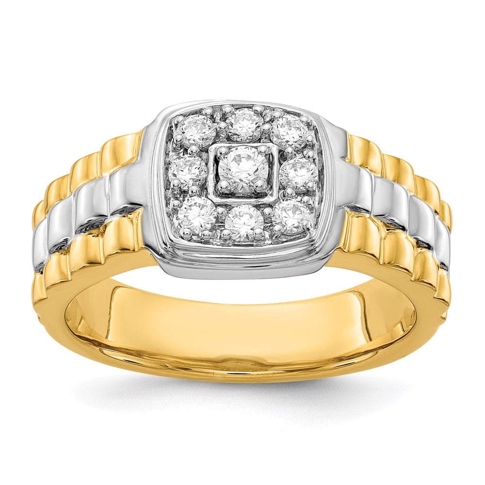 Two-Tone Lab Grown Diamond VS/SI FGH Men's Ring in 14k Yellow & White Gold