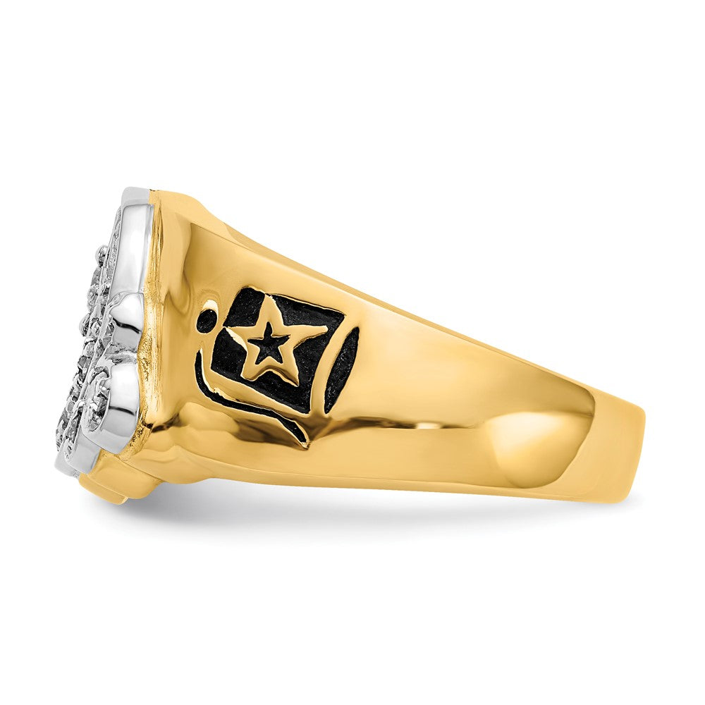 Two-Tone Lab Grown Diamond VS/SI FGH Shriners Ring in 14k Yellow & White Gold