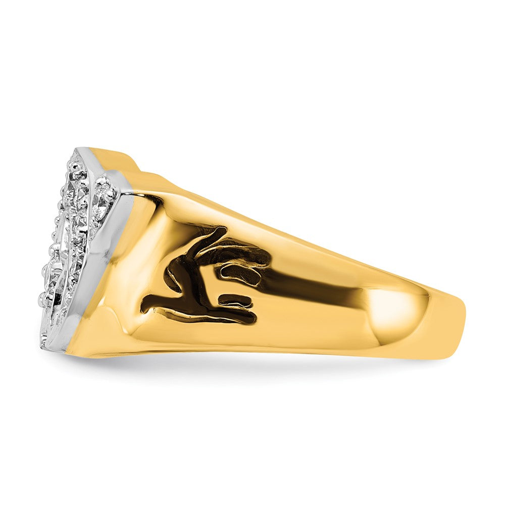 Two-Tone Lab Grown Diamond VS/SI FGH Shriners Ring in 14k Yellow & White Gold