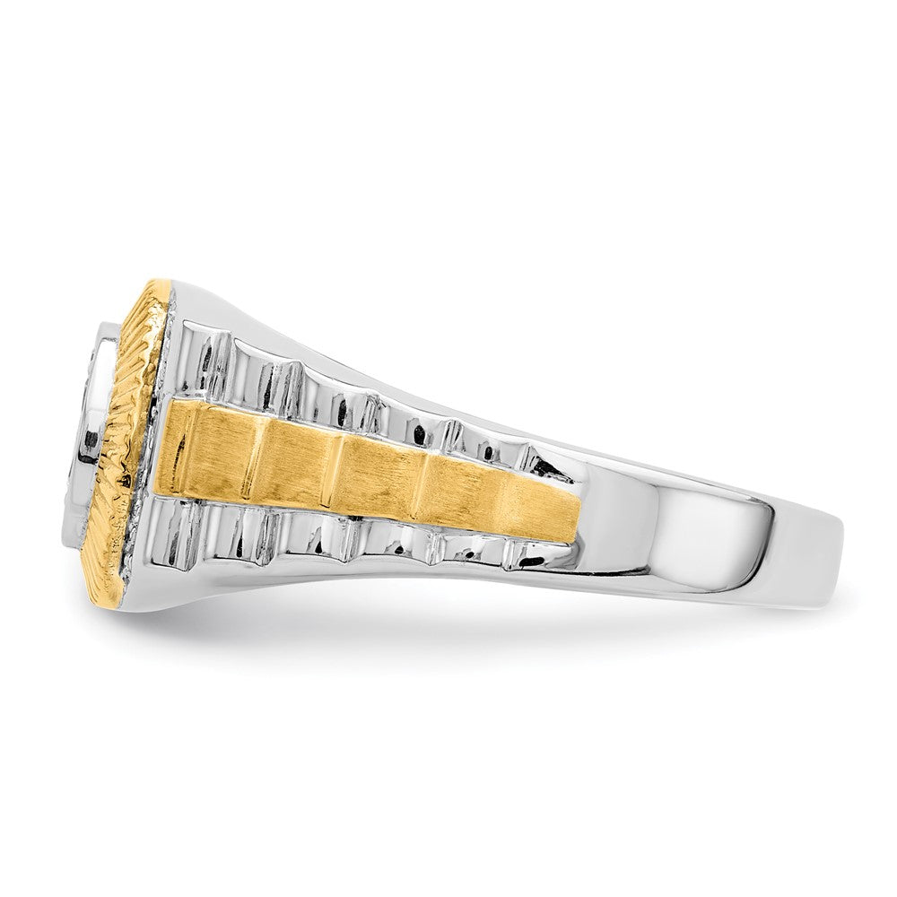 Two-Tone Lab Grown Diamond VS/SI FGH Men's Ring in 10k Yellow & White Gold