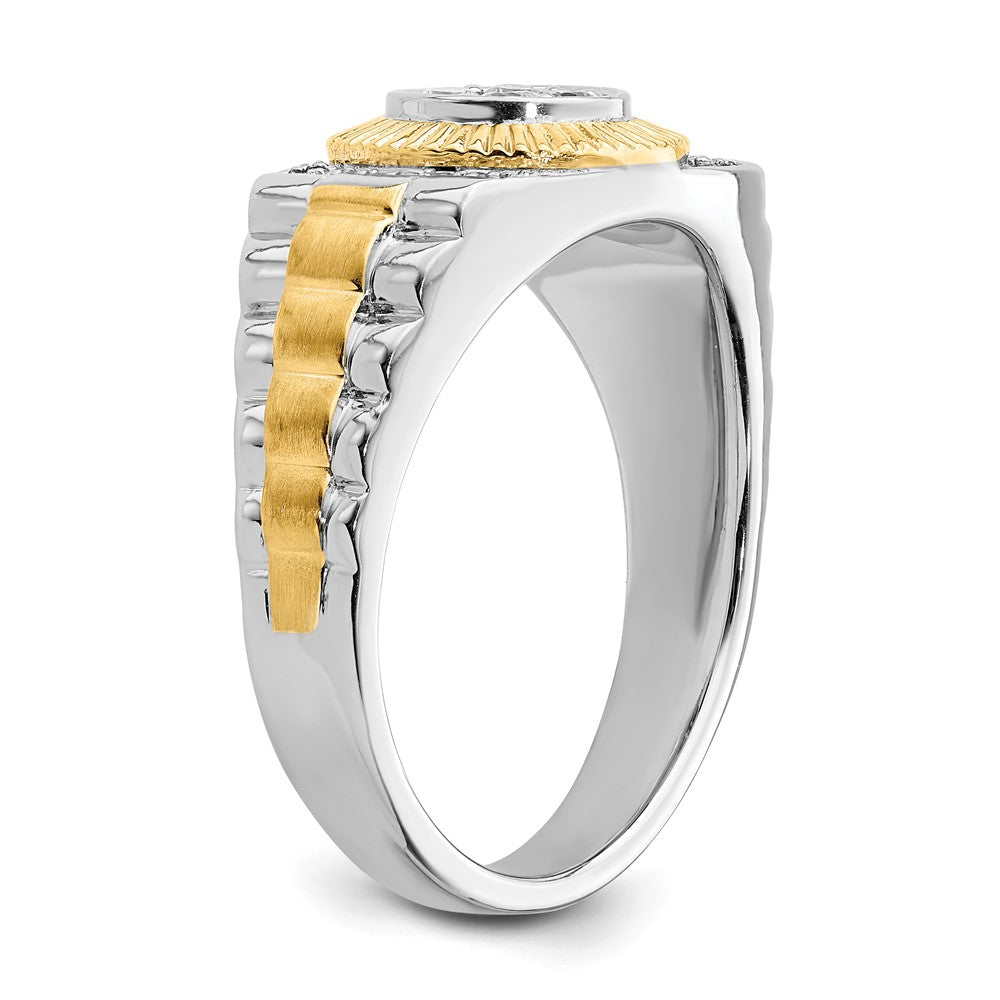 Two-Tone Lab Grown Diamond VS/SI FGH Men's Ring in 10k Yellow & White Gold