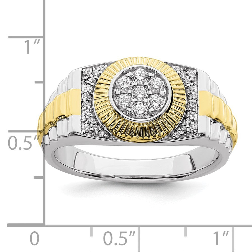 Two-Tone Lab Grown Diamond VS/SI FGH Men's Ring in 10k Yellow & White Gold