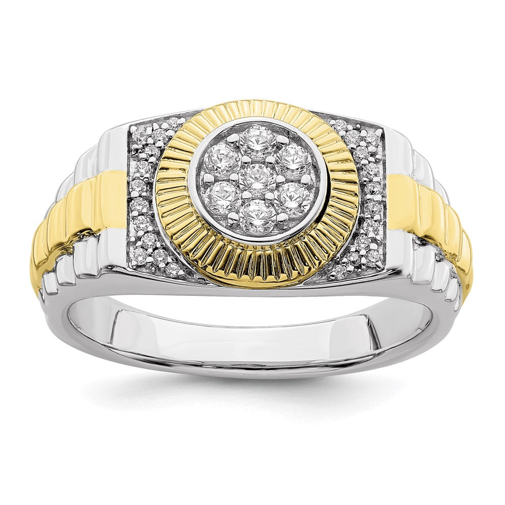 Two-Tone Lab Grown Diamond VS/SI FGH Men's Ring in 10k Yellow & White Gold