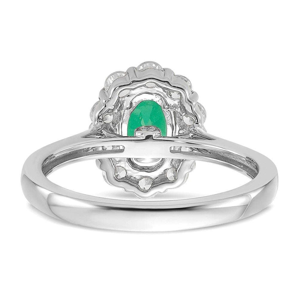 Lab Grown VS/SI FGH Diamond & Created Oval Emerald Fashion Ring in 14k White Gold