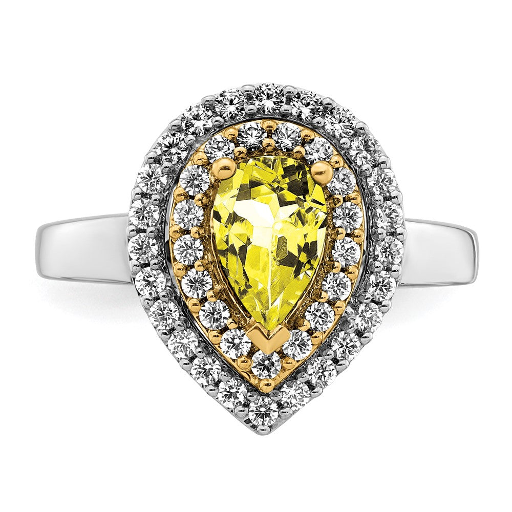 Two-Tone Lab Grown VS/SI FGH Diamond & Created Yellow Sapphire Ring in 14k Yellow & White Gold