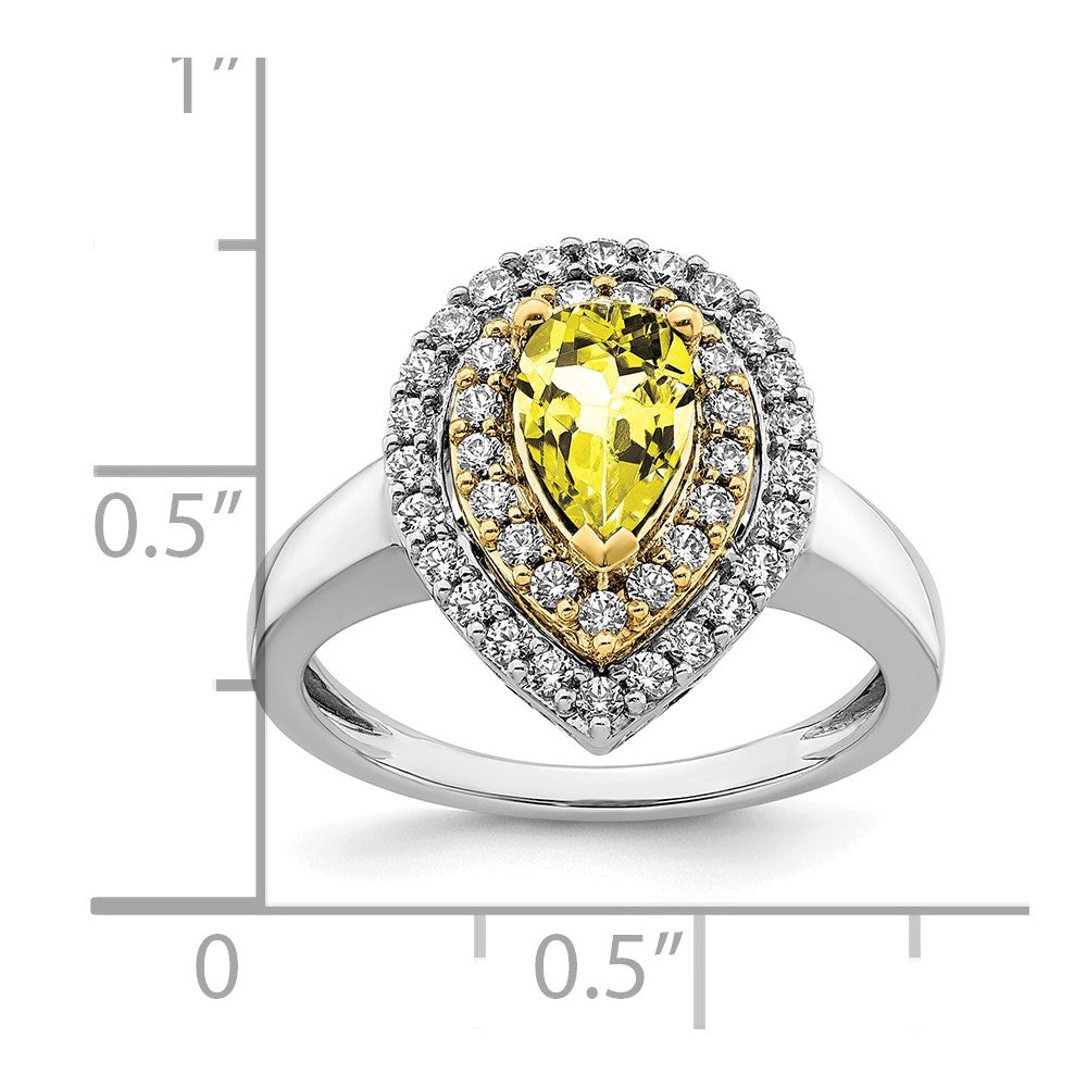 Two-Tone Lab Grown VS/SI FGH Diamond & Created Yellow Sapphire Ring in 14k Yellow & White Gold