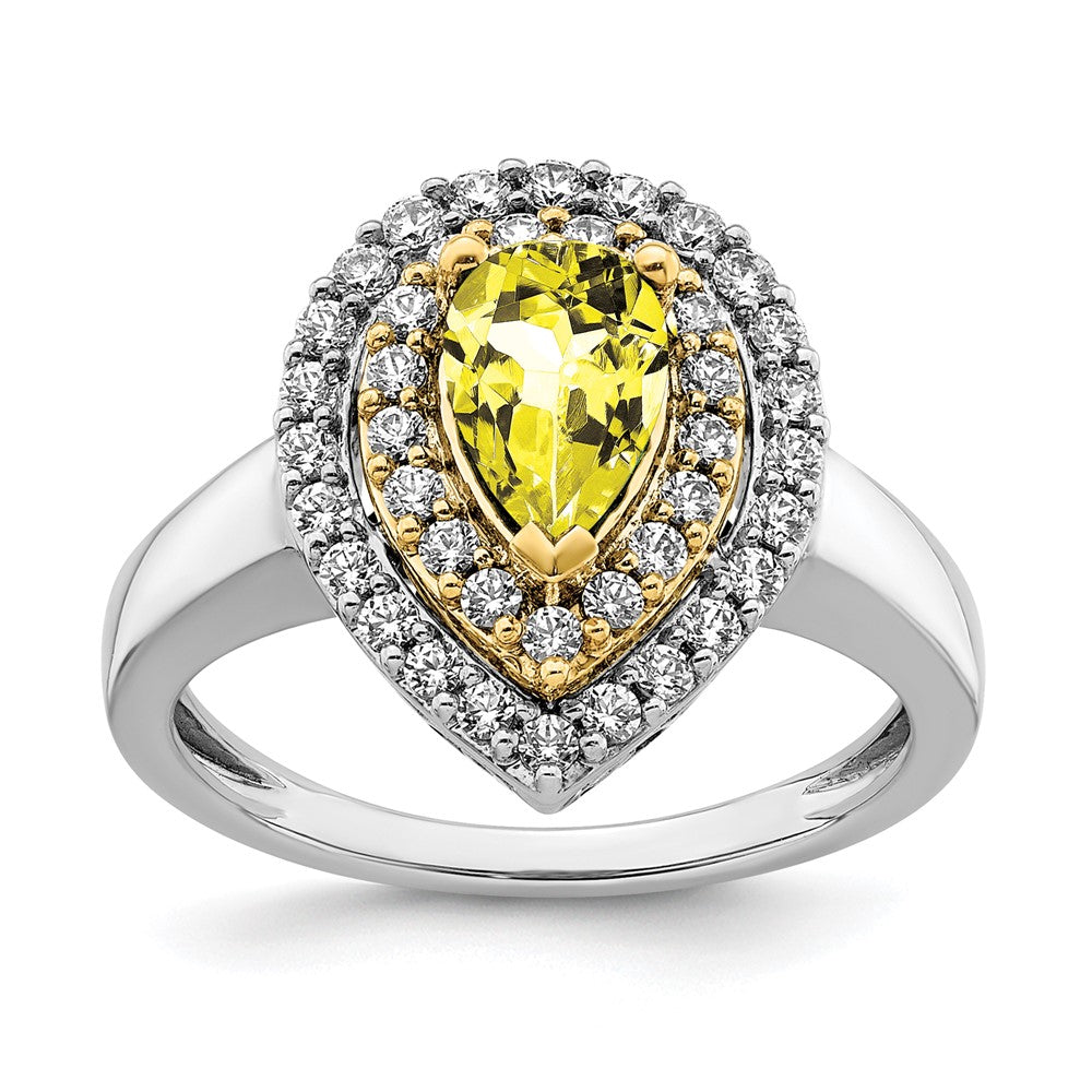 Two-Tone Lab Grown VS/SI FGH Diamond & Created Yellow Sapphire Ring in 14k Yellow & White Gold