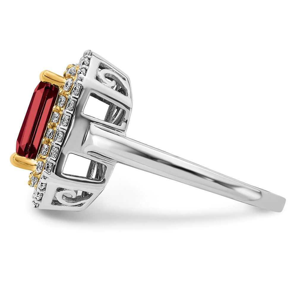 Two-Tone Lab Grown VS/SI FGH Diamond & Created Ruby Ring in 14k Yellow & White Gold