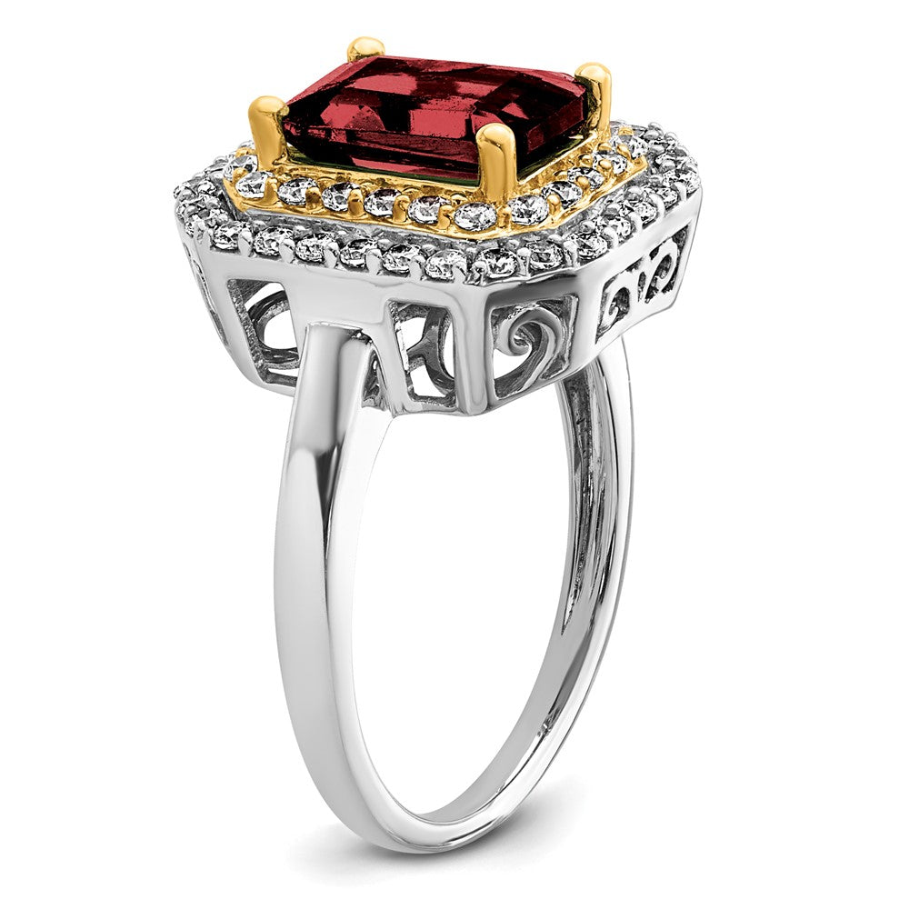 Two-Tone Lab Grown VS/SI FGH Diamond & Created Ruby Ring in 14k Yellow & White Gold