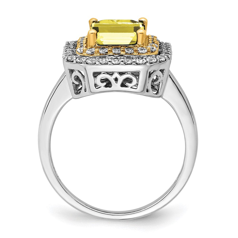 Two-Tone Lab Grown VS/SI FGH Diamond & Created Yellow Sapphire Ring in 14k Yellow & White Gold