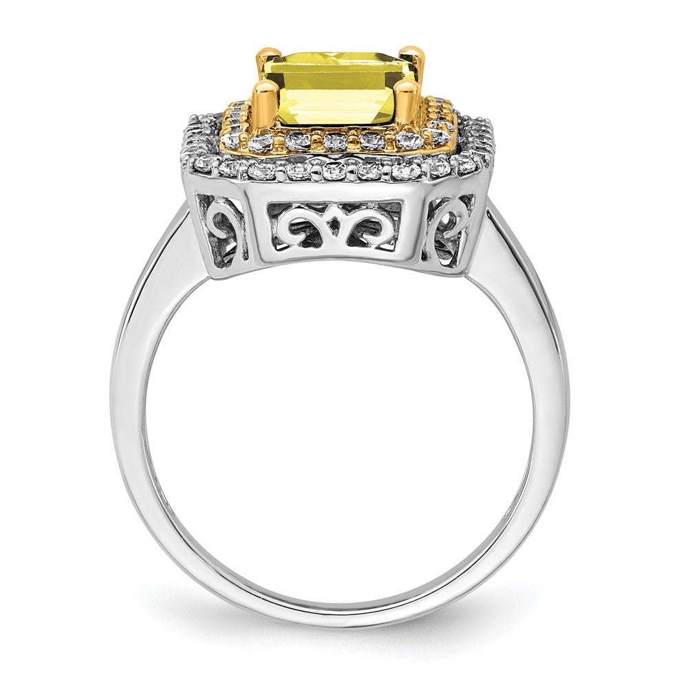 Two-Tone Lab Grown VS/SI FGH Diamond & Created Yellow Sapphire Ring in 14k Yellow & White Gold