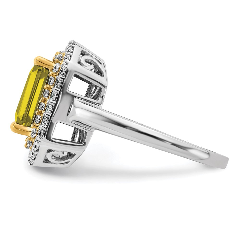 Two-Tone Lab Grown VS/SI FGH Diamond & Created Yellow Sapphire Ring in 14k Yellow & White Gold