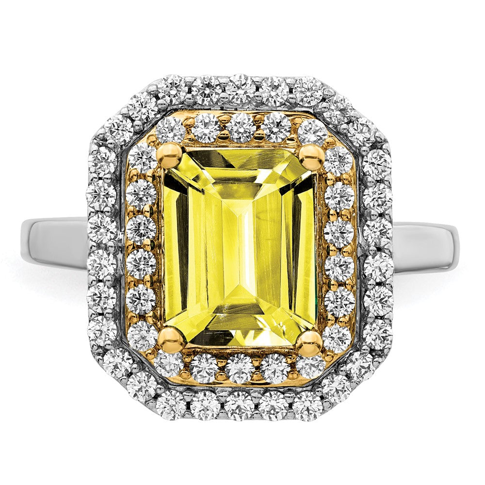 Two-Tone Lab Grown VS/SI FGH Diamond & Created Yellow Sapphire Ring in 14k Yellow & White Gold