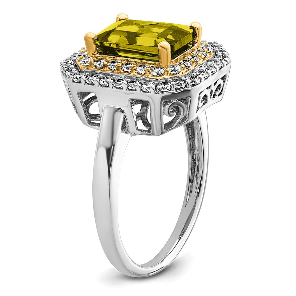 Two-Tone Lab Grown VS/SI FGH Diamond & Created Yellow Sapphire Ring in 14k Yellow & White Gold