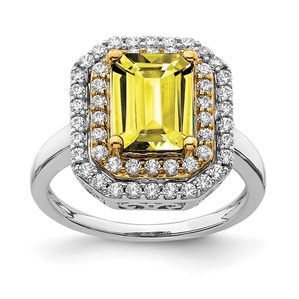 Two-Tone Lab Grown VS/SI FGH Diamond & Created Yellow Sapphire Ring in 14k Yellow & White Gold