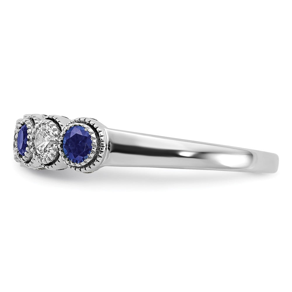 Lab Grown Diamond & Lab Created Blue Sapphire Ring in 14k White Gold