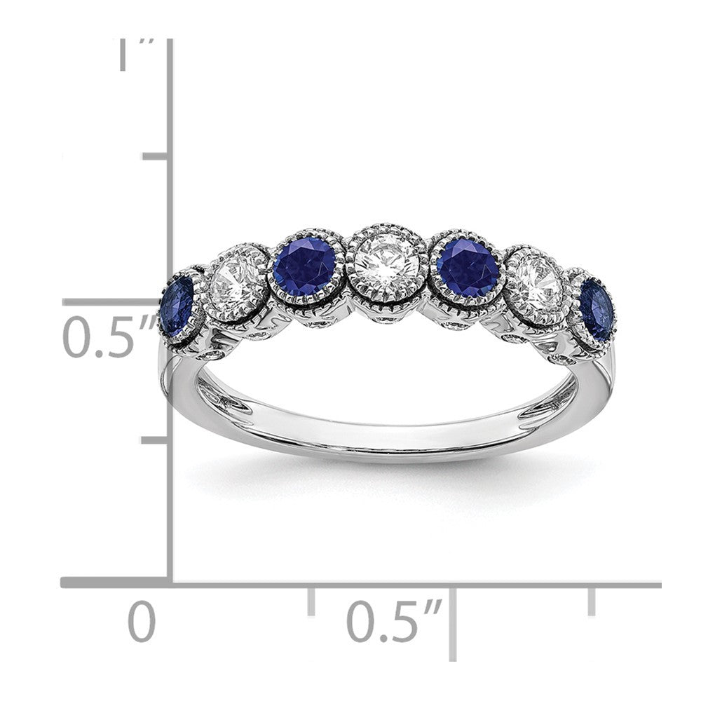 Lab Grown Diamond & Lab Created Blue Sapphire Ring in 14k White Gold