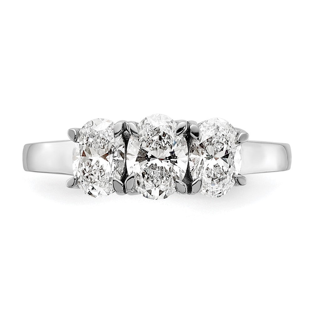 14kw 1.30ctw VS DEF Lab Grown Diamond 3 Stone Oval Ring in 14k White Gold