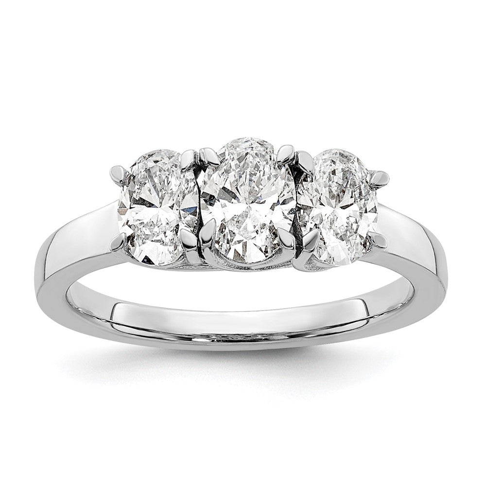 14kw 1.30ctw VS DEF Lab Grown Diamond 3 Stone Oval Ring in 14k White Gold