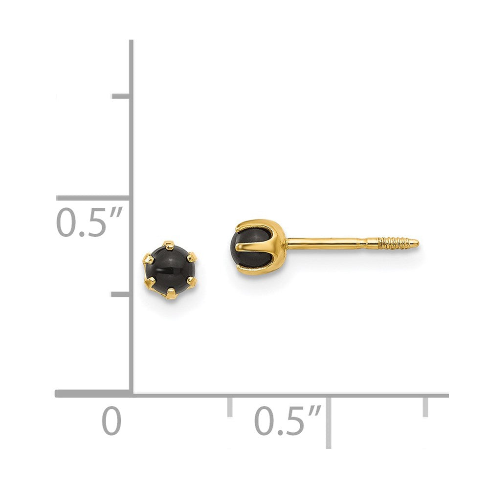 Madi K 3mm Onyx Post Earrings in 14k Yellow Gold