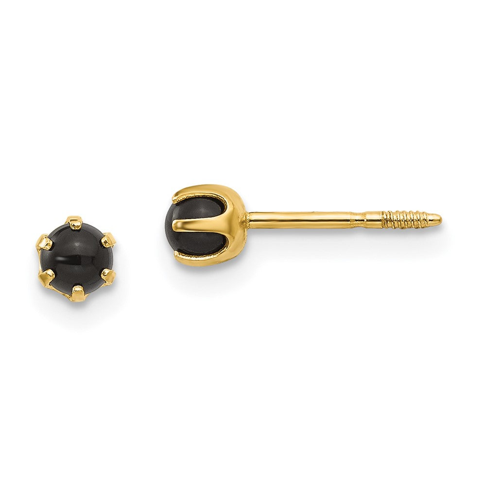 Madi K 3mm Onyx Post Earrings in 14k Yellow Gold