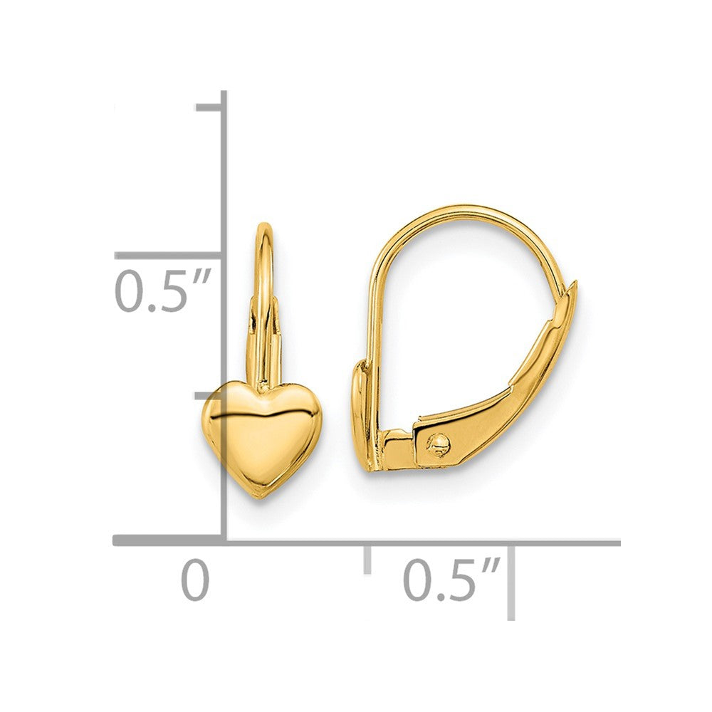 Madi K Heart Leverback Earrings in 14k Yellow Gold