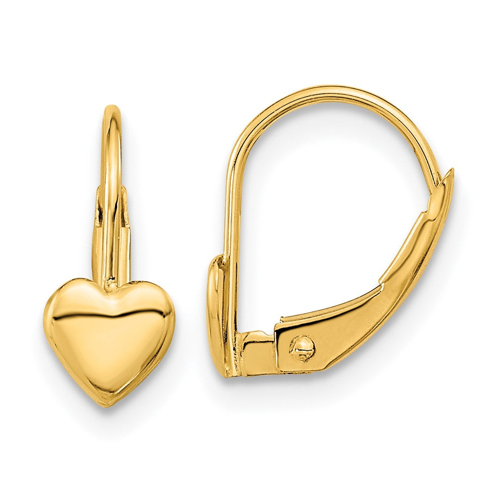 Madi K Heart Leverback Earrings in 14k Yellow Gold