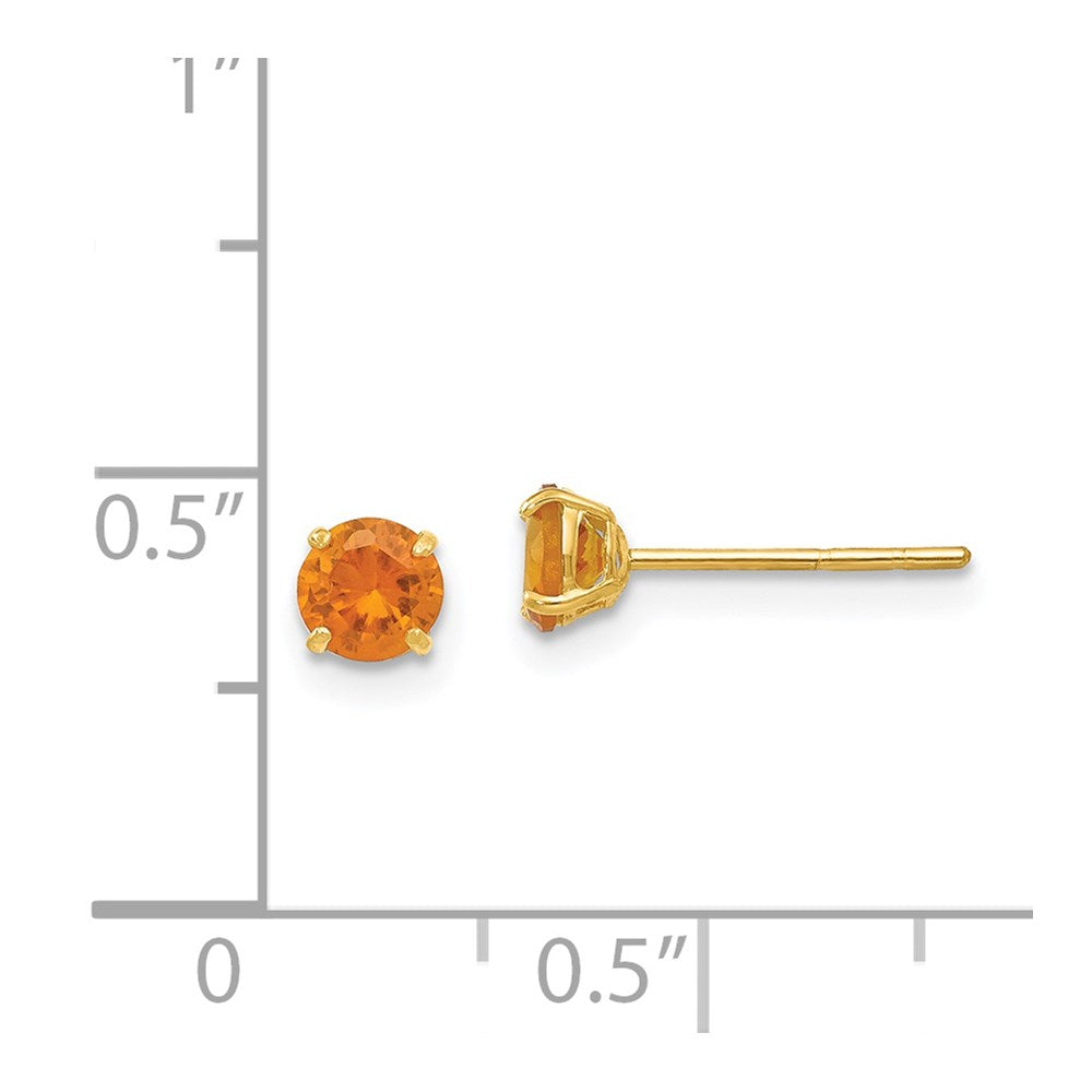 Madi K Round Citrine 4mm Post Earrings in 14k Yellow Gold