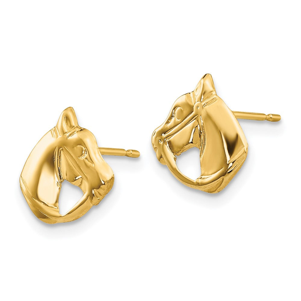Madi K Polished Horse Head Post Earrings in 14k Yellow Gold