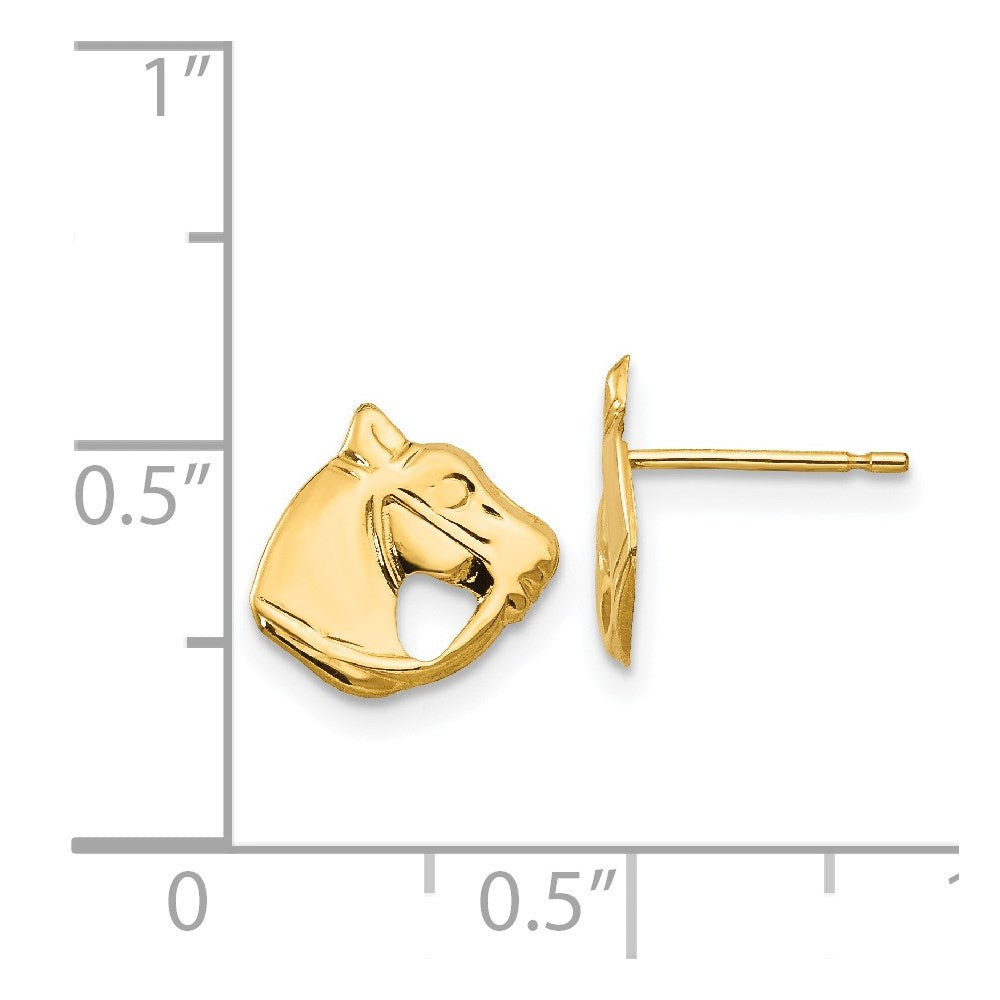Madi K Polished Horse Head Post Earrings in 14k Yellow Gold