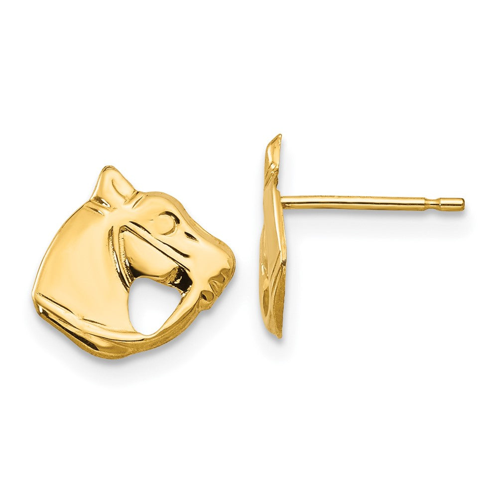 Madi K Polished Horse Head Post Earrings in 14k Yellow Gold