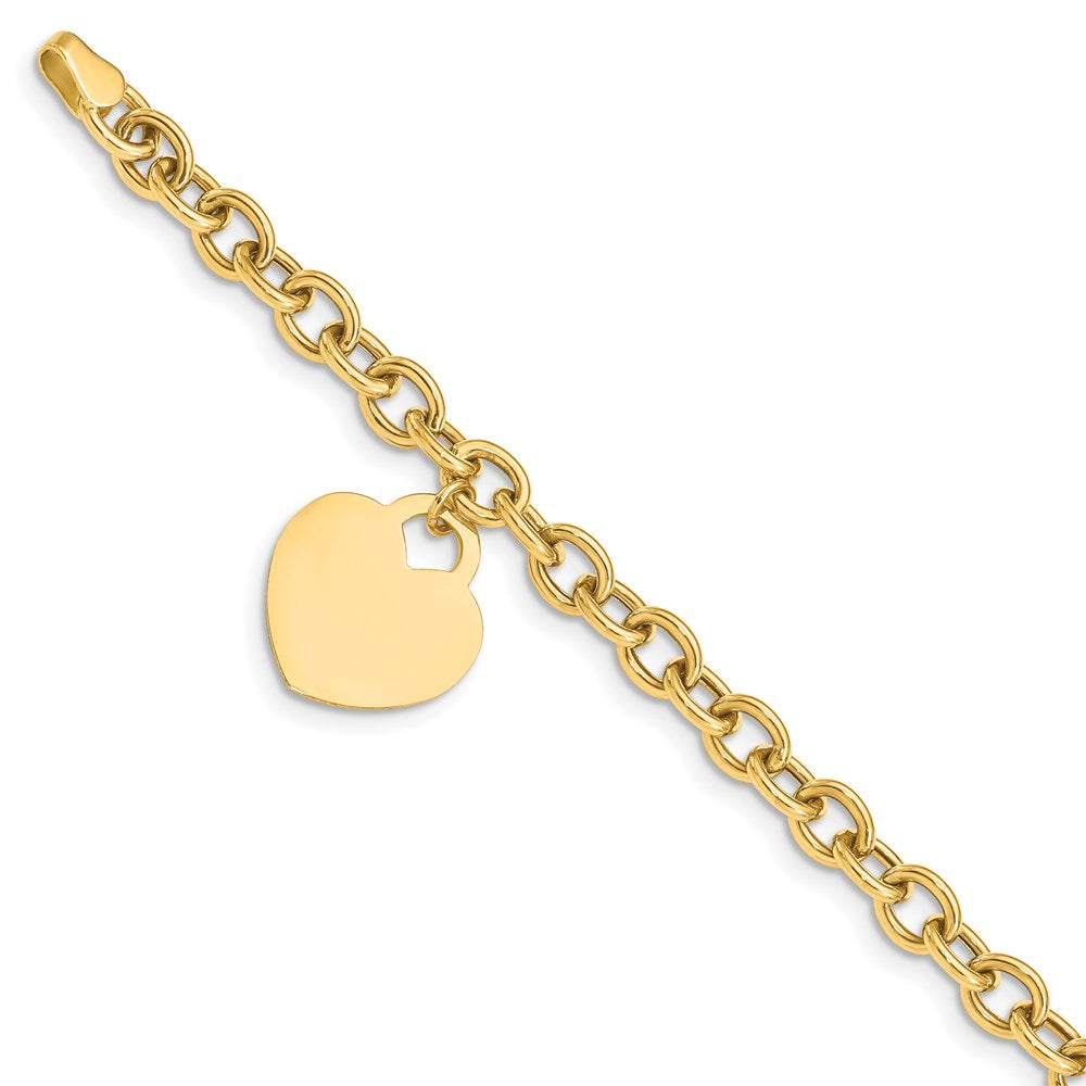 Heart Charm Hollow Bracelet in 14k Yellow Gold