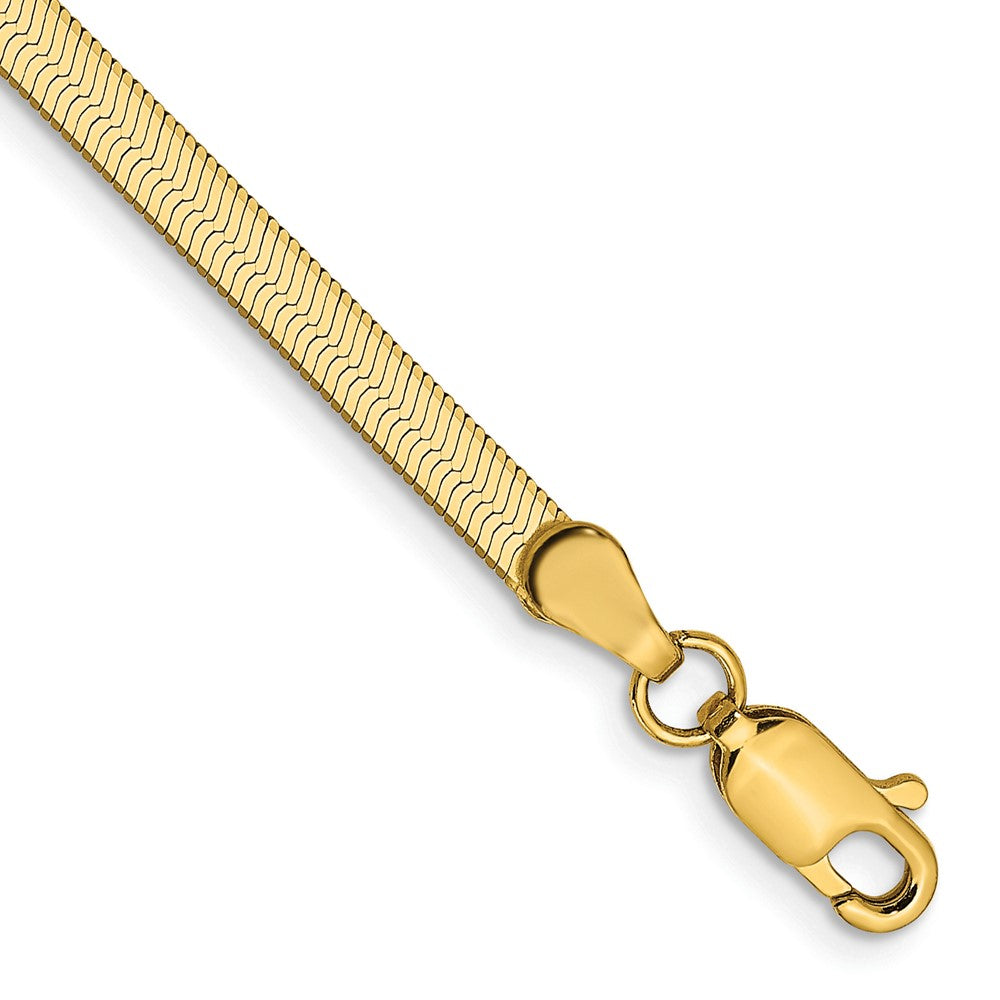 7-inch 3mm Silky Herringbone with Lobster Clasp Bracelet in 14k Yellow Gold