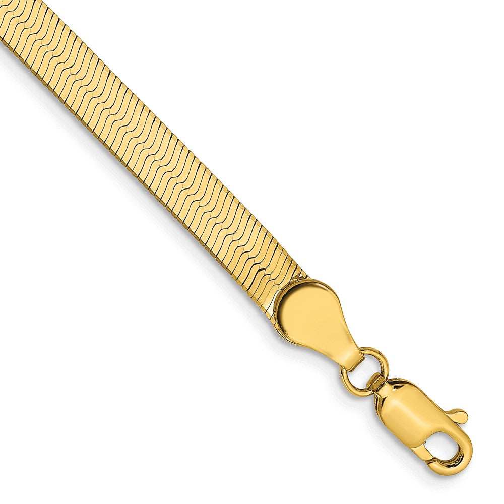 8-inch 4mm Silky Herringbone with Lobster Clasp Bracelet in 14k Yellow Gold