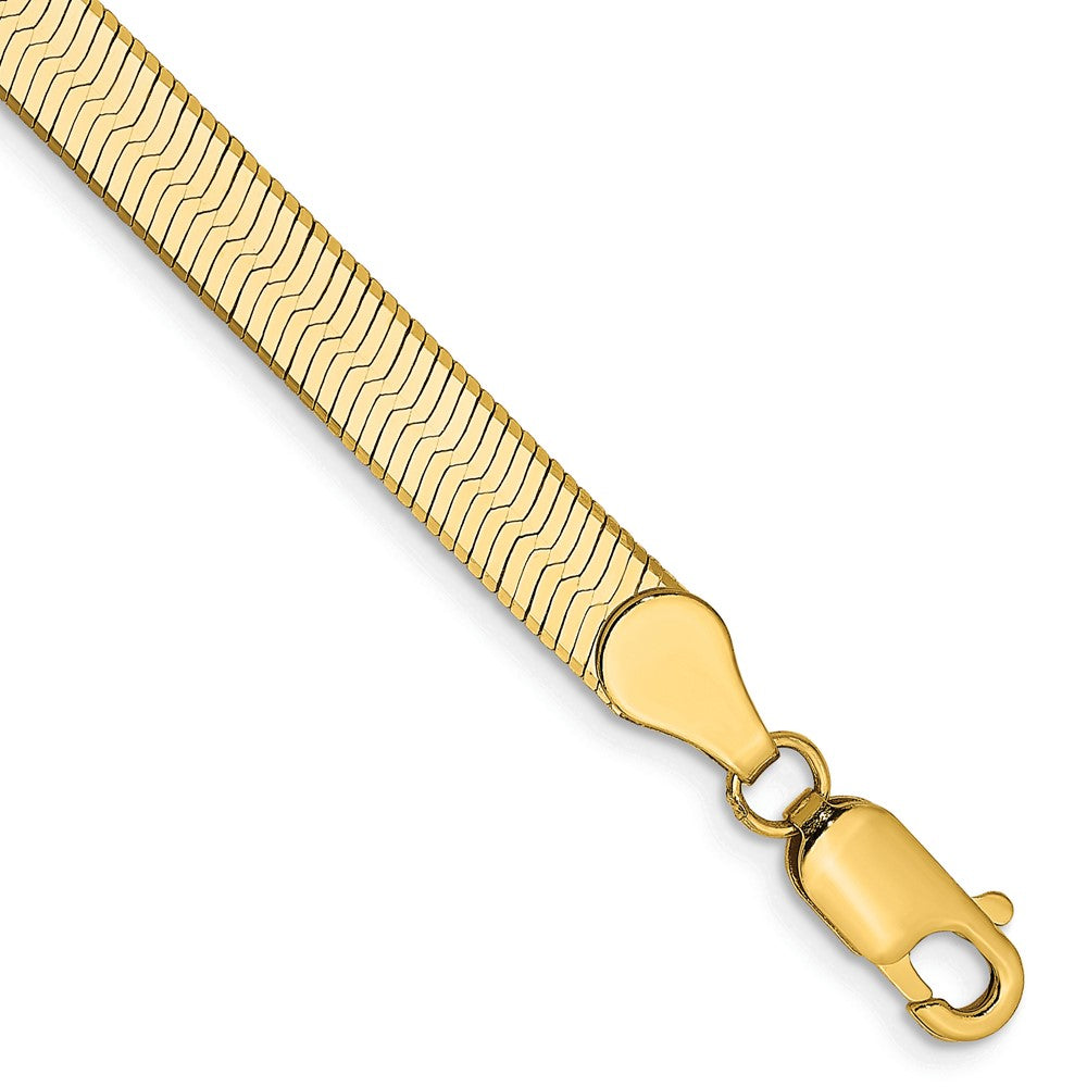 7-inch 5mm Silky Herringbone with Lobster Clasp Bracelet in 14k Yellow Gold