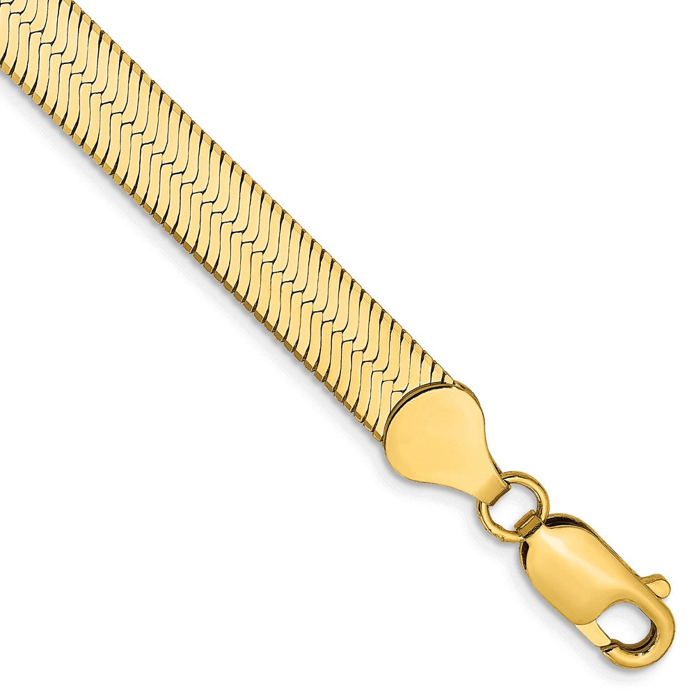 7-inch 6.5mm Silky Herringbone with Lobster Clasp Bracelet in 14k Yellow Gold