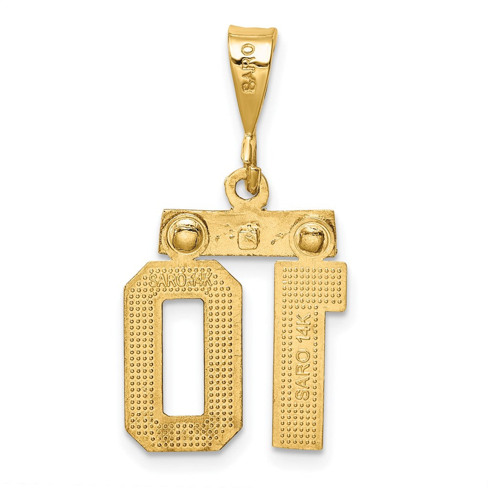 Small Brushed Diamond-cut Number 10 Charm in 14k Yellow Gold