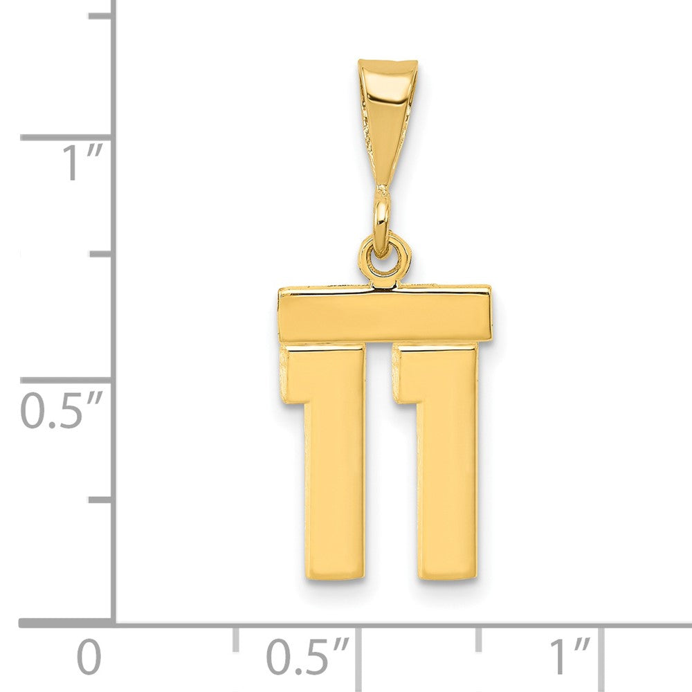 Small Polished Number 11 Charm in 14k Yellow Gold